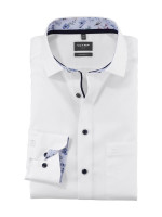 Camicia Olymp LUXOR modern fit FAUX UNI bianco con Global Kent collar in taglio moderno