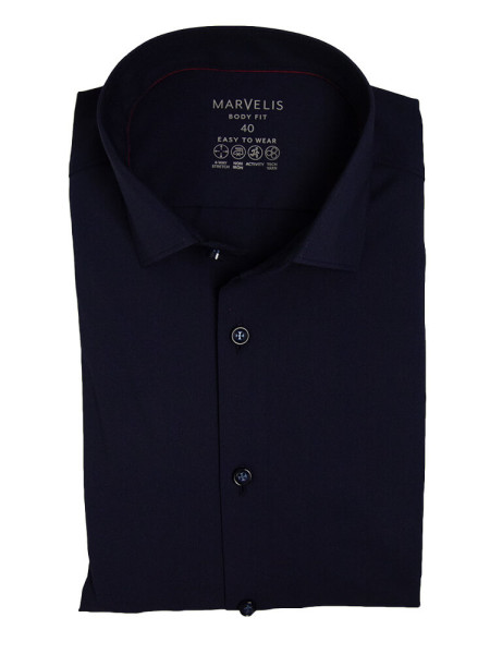 Camicia Marvelis BODY FIT PERFORMANCE blu scuro con Kent moderno collar in taglio stretto