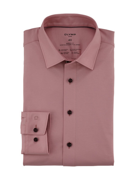 Camicia Olymp LUXOR modern fit JERSEY rosa con Nuovo Kent collar in taglio moderno