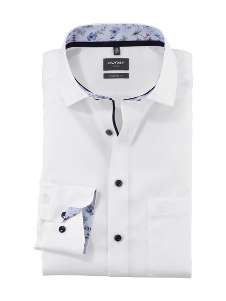 Chemise Olymp LUXOR modern fit FAUX UNI blanc avec col Global Kent en coupe moderne