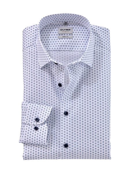 Camicia Olymp LEVEL 5 PRINT bianco con New York Kent collar in taglio stretto