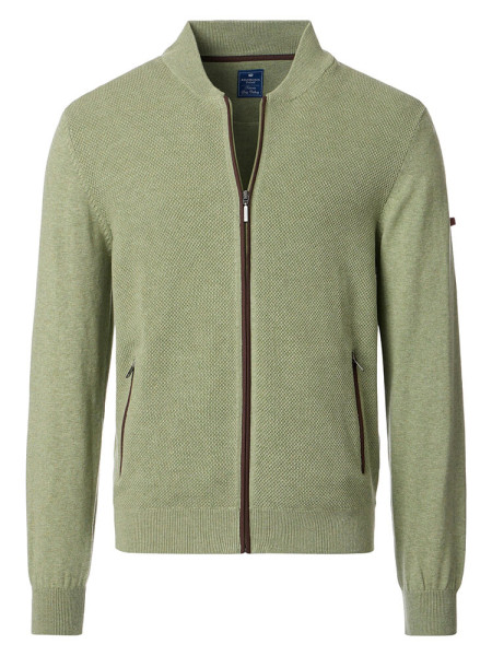 Cardigan Redmond COMFORT FIT STRUTTURA verde con Colletto rialzato collar in taglio classico