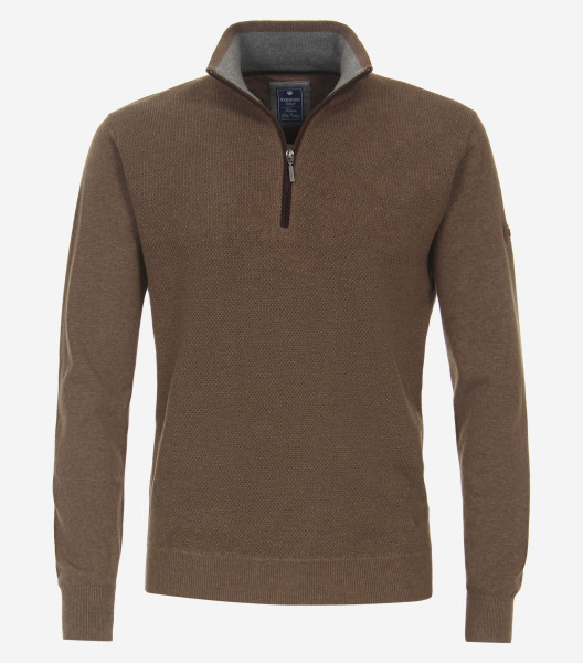 Redmond Pullover REGULAR FIT STRICK braun mit Stehkragen Kragen in klassischer Schnittform