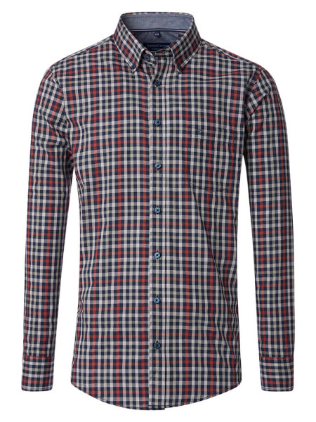 Camicia CasaModa COMFORT FIT EASY CARE rosso con Button Down collar in taglio classico