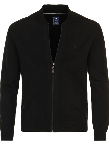 Veste en tricot Redmond REGULAR FIT MELANGE noir avec col Col montant en coupe classique