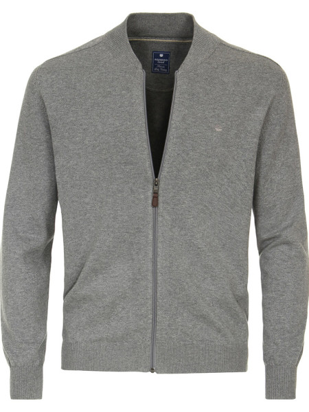 Cardigan Redmond REGULAR FIT MELANGE grigio con Colletto stand-up collar in taglio classico