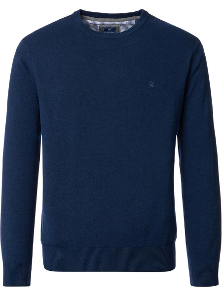 Pull-over Redmond COMFORT FIT MÉLANGE bleu foncé avec col Col rond en coupe classique