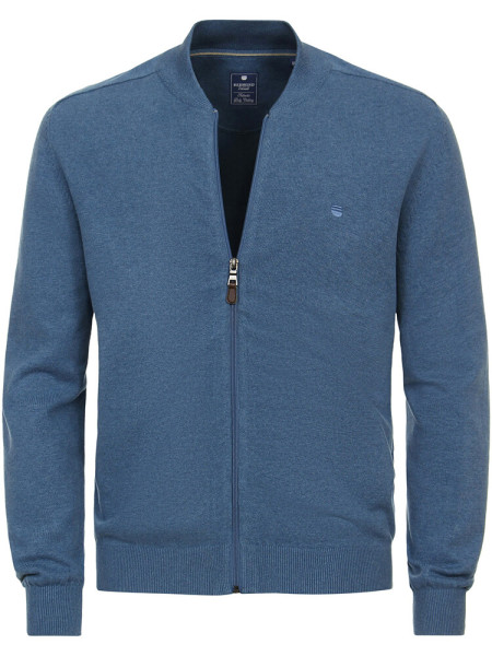 Cardigan Redmond COMFORT FIT MÉLANGE bleu moyen avec col Col montant en coupe classique