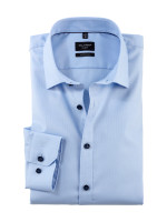 Camicia Olymp NO. SIX NATTÉ azzurro con New York Kent collar in taglio super stretta