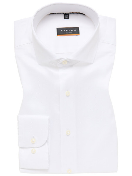 Camicia Eterna SLIM FIT UNI STRETCH bianco con Spaccato collar in taglio stretto