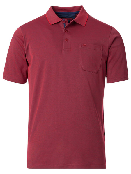 Chemise polo Redmond COMFORT FIT WASH &amp; WEAR rouge foncé avec col Bouton polo en coupe classique