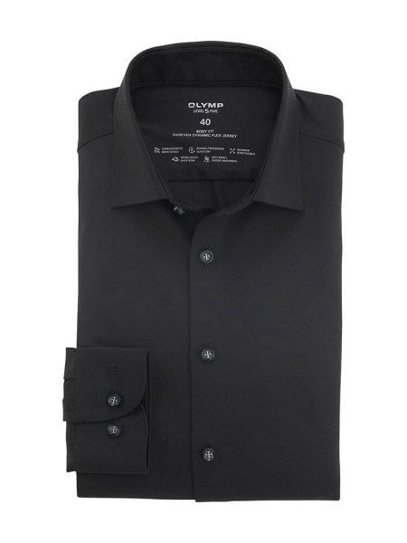 Camicia Olymp LEVEL 5 JERSEY nero con New York Kent collar in taglio stretto