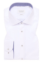 Chemise Eterna SLIM FIT UNI POPELINE blanc avec col Kent en coupe étroite