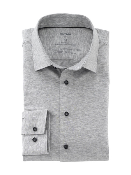 Chemise Olymp LUXOR modern fit JERSEY gris avec col Nouveau Kent en coupe moderne