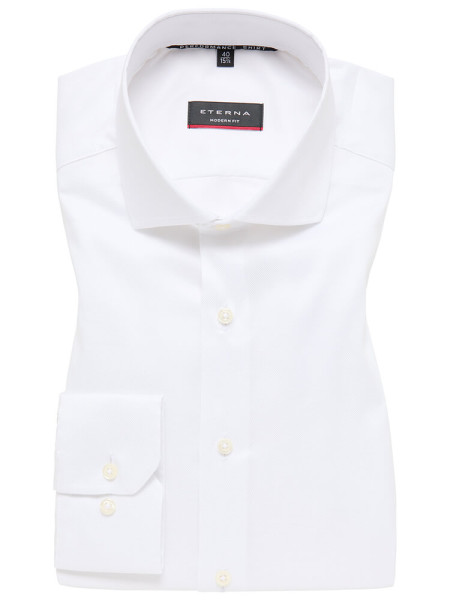 Camicia Eterna MODERN FIT UNI STRETCH bianco con Spaccato collar in taglio moderno