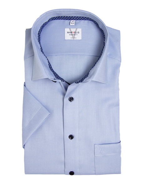 Camicia Marvelis MODERN FIT UNI POPELINE azzurro con Nuovo Kent collar in taglio moderno