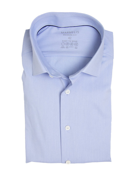 Chemise Marvelis MODERN FIT PERFORMANCE bleu clair avec col Kent moderne en coupe moderne