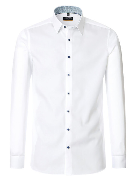 Camicia Redmond SLIM FIT TWILL bianco con Kent collar in taglio stretto