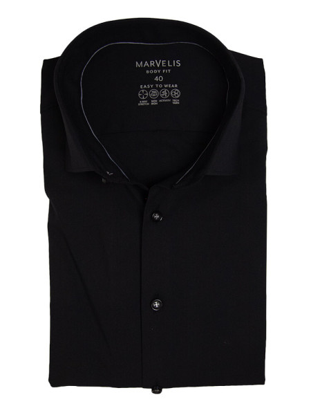 Camicia Marvelis BODY FIT PERFORMANCE nero con Kent moderno collar in taglio stretto