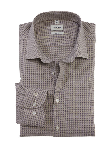 Camicia Olymp LEVEL 5 FAUX UNI beige con New York Kent collar in taglio stretto