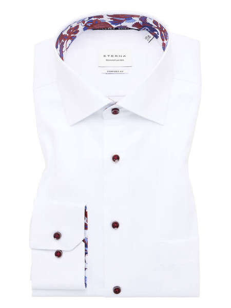 Camicia Eterna COMFORT FIT TWILL bianco con Kent collar in taglio classico