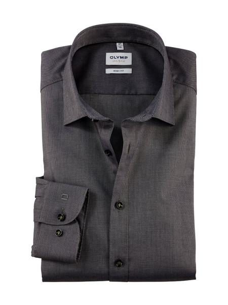 Camicia Olymp LEVEL 5 NATTÉ marrone con New York Kent collar in taglio stretto