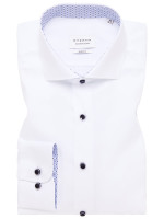 Camicia Eterna SLIM FIT UNI POPELINE bianco con Spaccato  collar in taglio stretto