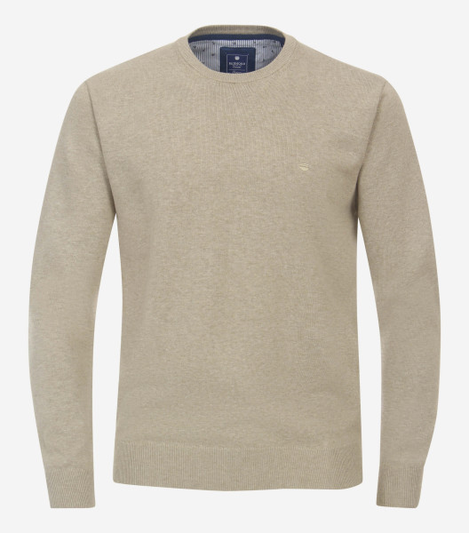 Ponticello Redmond REGULAR FIT MAGLIA beige con Collo rotondo collar in taglio classico