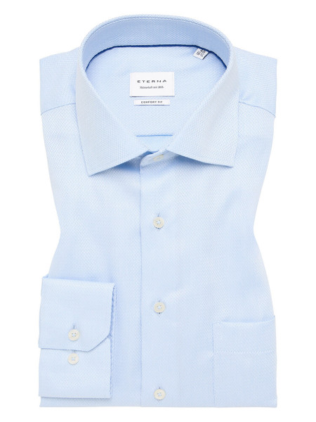 Camicia Eterna COMFORT FIT STRUTTURA azzurro con Kent collar in taglio classico