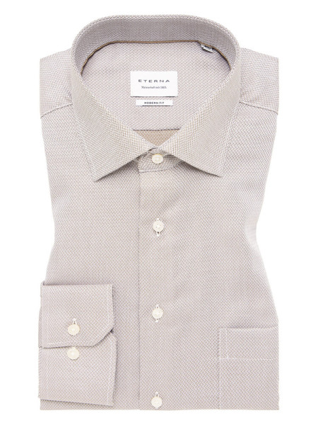 Camicia Eterna MODERN FIT STRUTTURA beige con Kent collar in taglio moderno