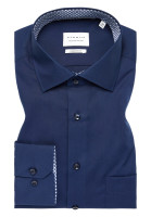 Camicia Eterna MODERN FIT UNI POPELINE blu scuro con Kent collar in taglio moderno