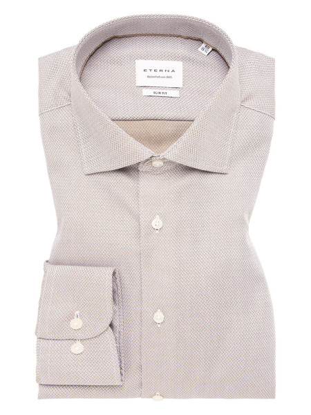 Camicia Eterna SLIM FIT STRUTTURA beige con Kent collar in taglio stretto