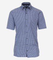 Camicia CasaModa COMFORT FIT UNI POPELINE blu medio con Button Down collar in taglio classico