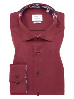 Camicia Eterna SLIM FIT TWILL rosso scuro con Kent collar in taglio stretto