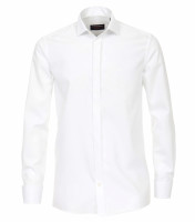 Chemise CASAMODA COMFORT FIT UNI POPELINE blanc avec col Cassè en coupe classique