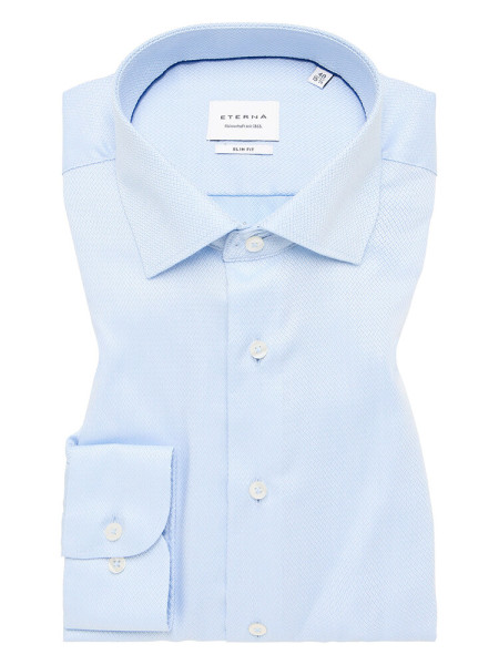 Camicia Eterna SLIM FIT STRUTTURA azzurro con Kent collar in taglio stretto