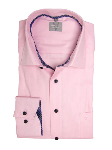 Camicia Marvelis COMFORT FIT UNI POPELINE rosa con Nuovo Kent collar in taglio classico