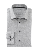 Camicia Olymp NO. SIX JERSEY grigio con Kent urbano collar in taglio super stretta