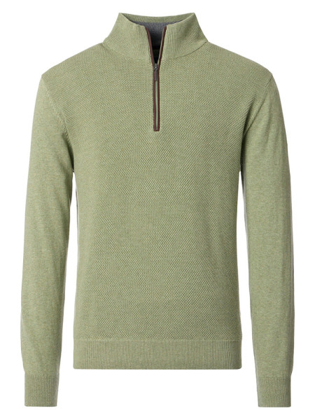 Maglione Redmond COMFORT FIT STRUTTURA verde con Colletto rialzato collar in taglio classico