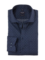 Camicia Olymp LUXOR modern fit PRINT blu scuro con Global Kent collar in taglio moderno