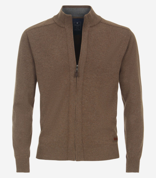 Redmond Strickjacke REGULAR FIT STRICK braun mit Stehkragen Kragen in klassischer Schnittform