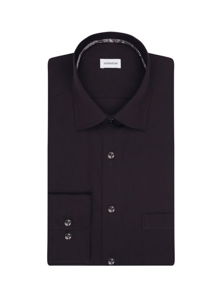 Chemise Seidensticker MODERN UNI POPELINE noir avec col Business Kent en coupe moderne