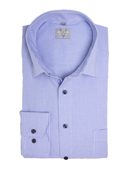 Camicia Marvelis COMFORT FIT UNI POPELINE azzurro con Nuovo Kent collar in taglio classico