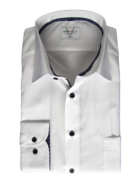 Camicia Marvelis MODERN FIT UNI POPELINE bianco con Nuovo Kent collar in taglio moderno