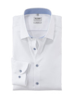 Camicia Olymp LEVEL 5 FAUX UNI bianco con New York Kent collar in taglio stretto