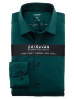 Camicia Olymp LEVEL 5 JERSEY verde con New York Kent collar in taglio stretto