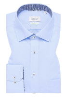 Camicia Eterna MODERN FIT UNI POPELINE azzurro con Kent collar in taglio moderno