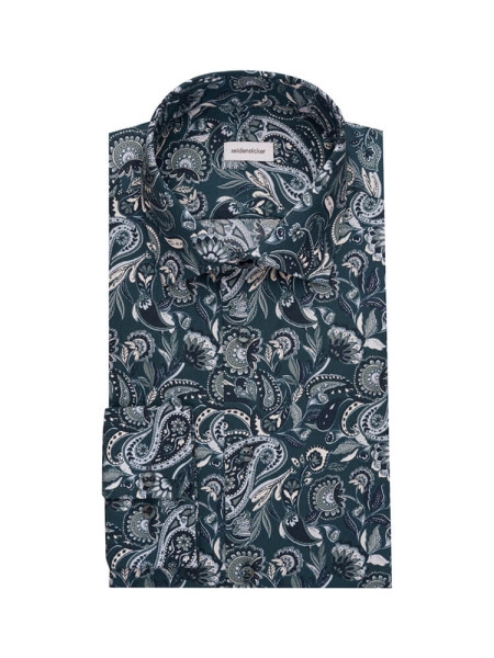 Camicia Seidensticker SLIM UNI POPELINE turchese con Business Kent collar in taglio stretto