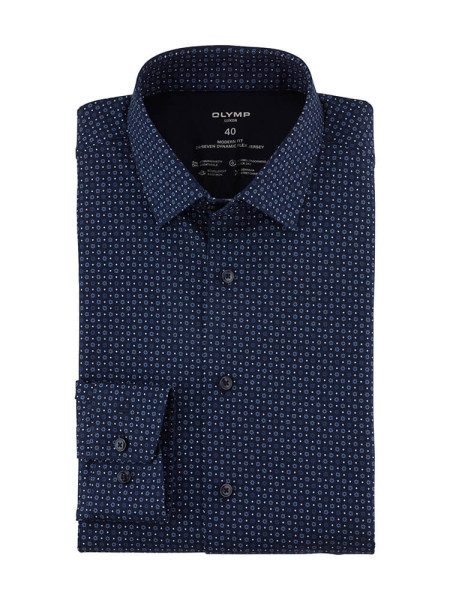 Camicia Olymp LUXOR modern fit JERSEY blu scuro con Nuovo Kent collar in taglio moderno