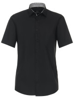 Chemise Venti MODERN FIT UNI POPELINE noir avec col Kent en coupe moderne